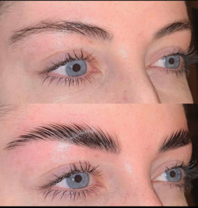 Eyebrow Lamination and Brow Tint Before and After